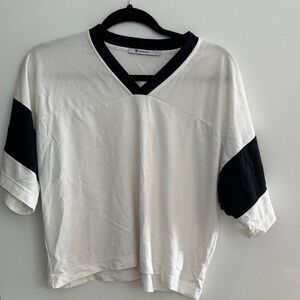 Alexander Wang Black and White V-Neck Jersey Top